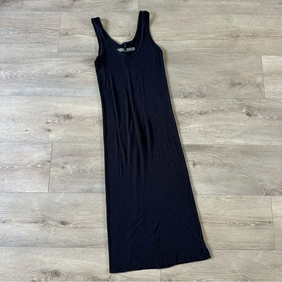 Enza Costa Silk Knit Tank Midi Dress In Black S - Picture 5 of 7